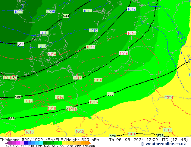 Thck 500-1000hPa UK-Global Čt 06.06.2024 12 UTC