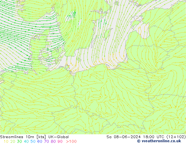 Streamlines 10m UK-Global So 08.06.2024 18 UTC