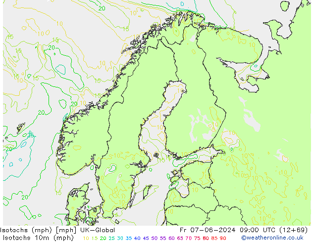 Isotachs (mph) UK-Global Fr 07.06.2024 09 UTC