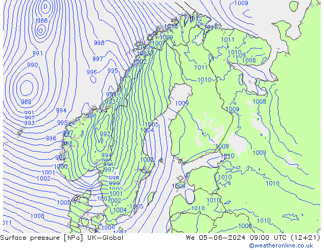 Luchtdruk (Grond) UK-Global wo 05.06.2024 09 UTC