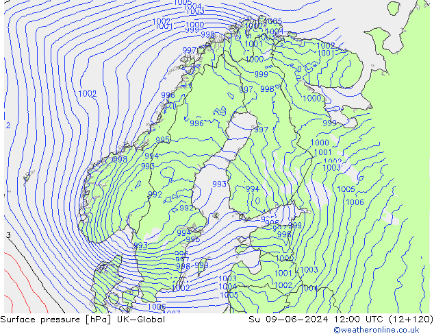 pression de l'air UK-Global dim 09.06.2024 12 UTC