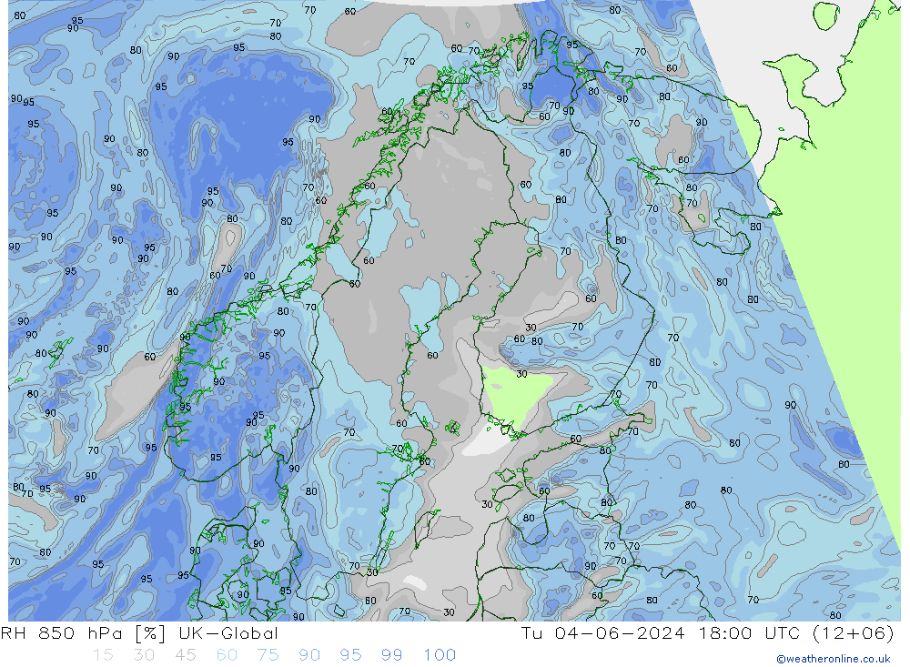 RH 850 hPa UK-Global Di 04.06.2024 18 UTC