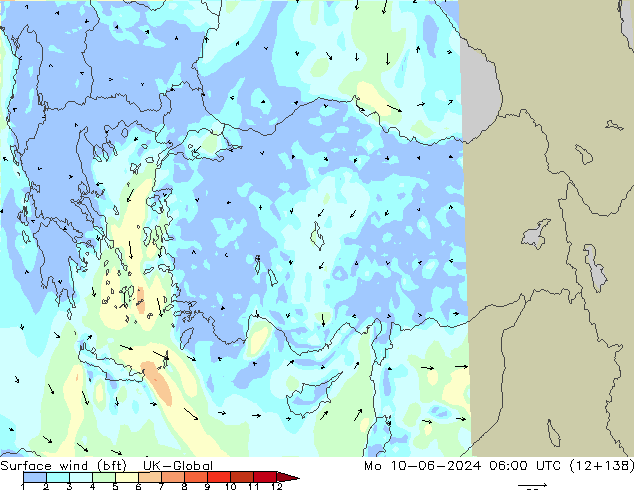 Bodenwind (bft) UK-Global Mo 10.06.2024 06 UTC