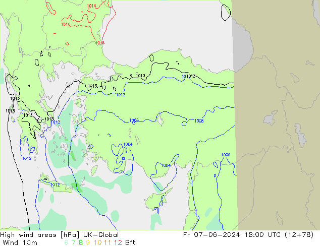 High wind areas UK-Global Fr 07.06.2024 18 UTC
