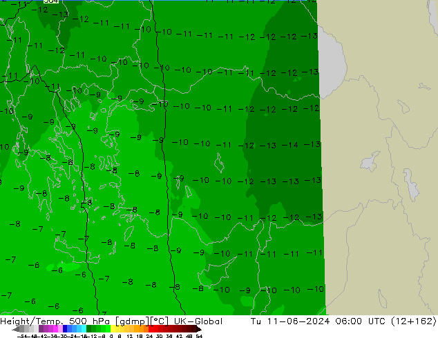 Height/Temp. 500 hPa UK-Global  11.06.2024 06 UTC