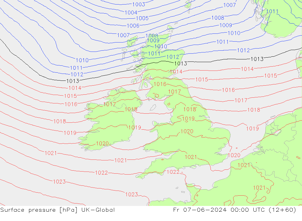 приземное давление UK-Global пт 07.06.2024 00 UTC