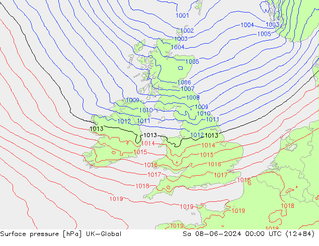 pression de l'air UK-Global sam 08.06.2024 00 UTC