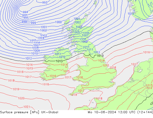 Luchtdruk (Grond) UK-Global ma 10.06.2024 12 UTC