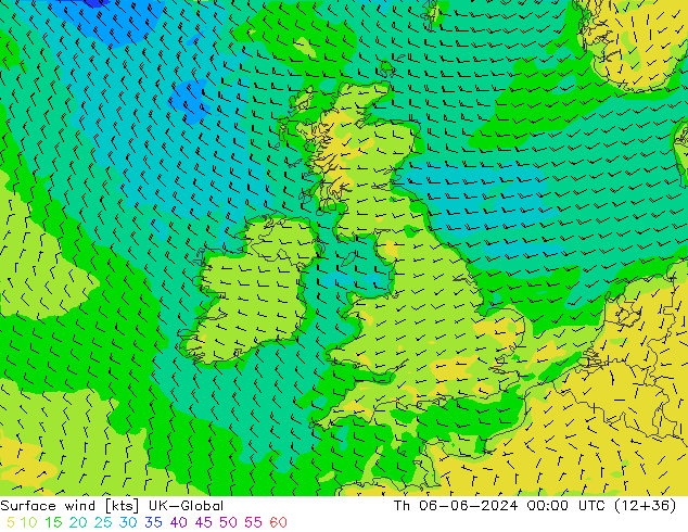 Surface wind UK-Global Th 06.06.2024 00 UTC