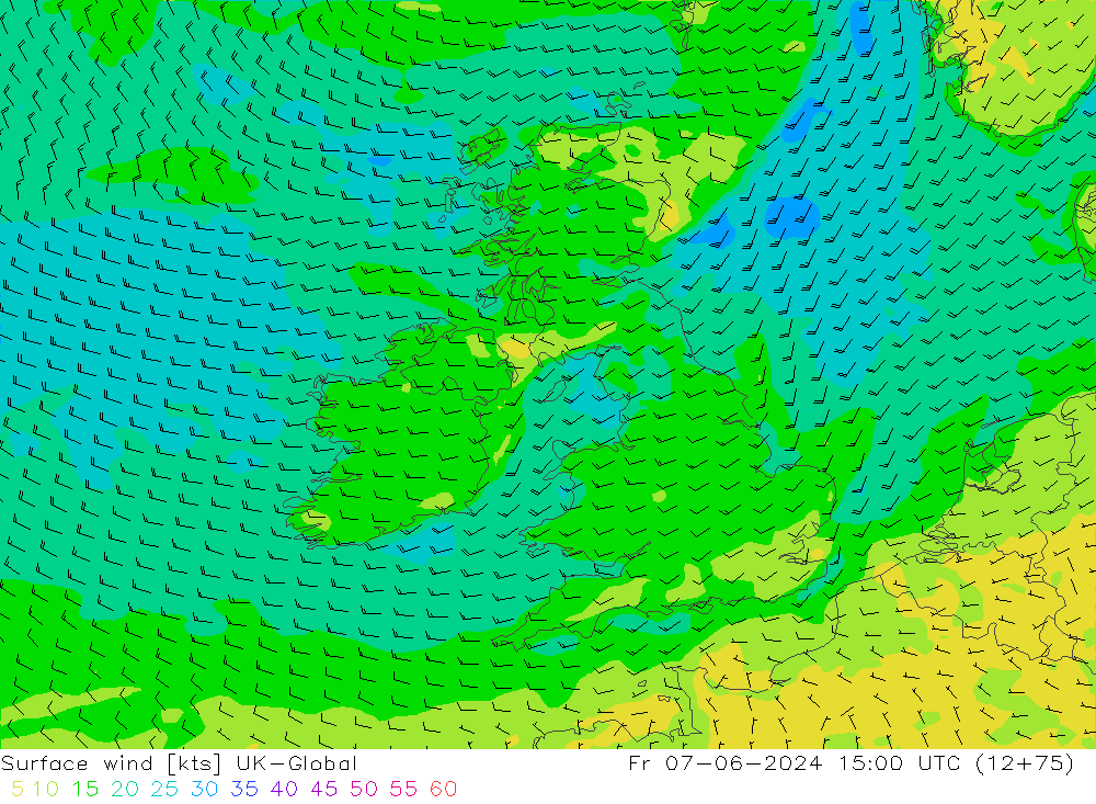 Wind 10 m UK-Global vr 07.06.2024 15 UTC