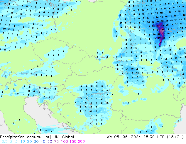 Toplam Yağış UK-Global Çar 05.06.2024 15 UTC
