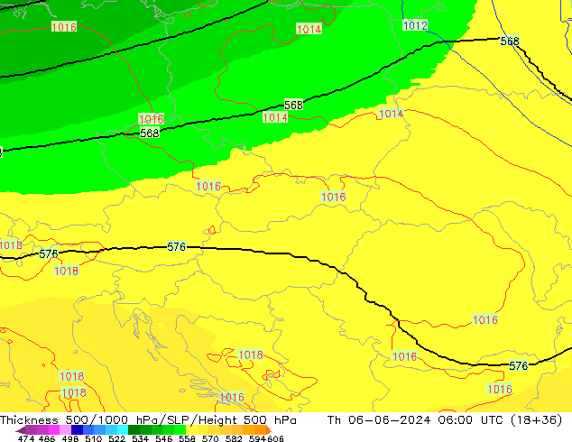 Thck 500-1000гПа UK-Global чт 06.06.2024 06 UTC