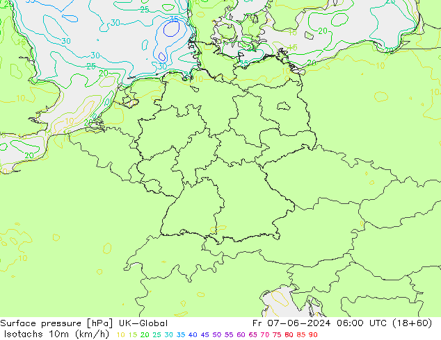 Eşrüzgar Hızları (km/sa) UK-Global Cu 07.06.2024 06 UTC