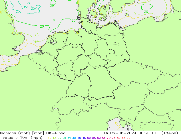 Isotachs (mph) UK-Global Čt 06.06.2024 00 UTC