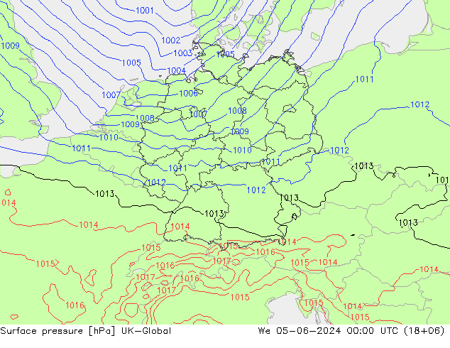 pression de l'air UK-Global mer 05.06.2024 00 UTC