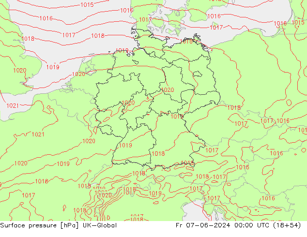 Luchtdruk (Grond) UK-Global vr 07.06.2024 00 UTC