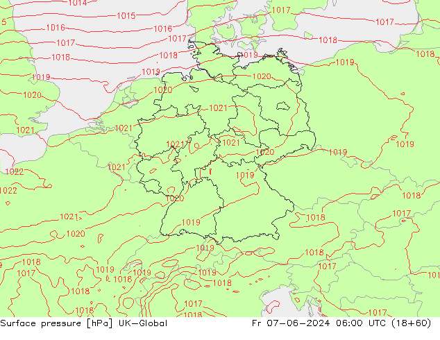 Luchtdruk (Grond) UK-Global vr 07.06.2024 06 UTC