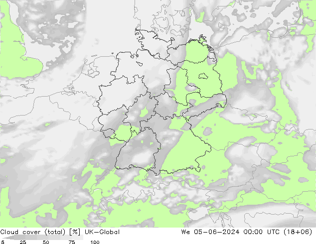 Wolken (gesamt) UK-Global Mi 05.06.2024 00 UTC