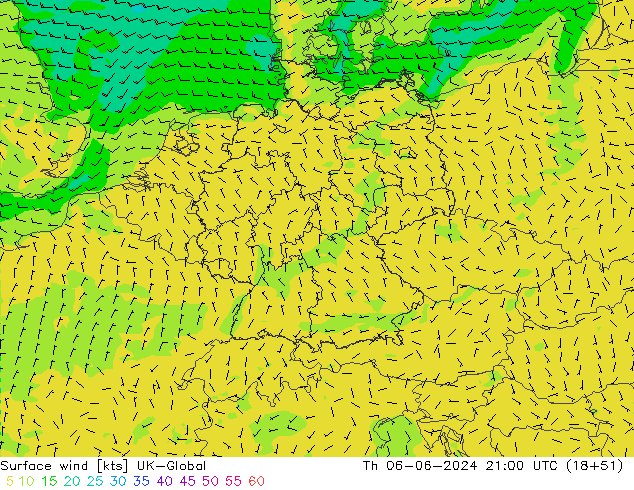 Surface wind UK-Global Th 06.06.2024 21 UTC