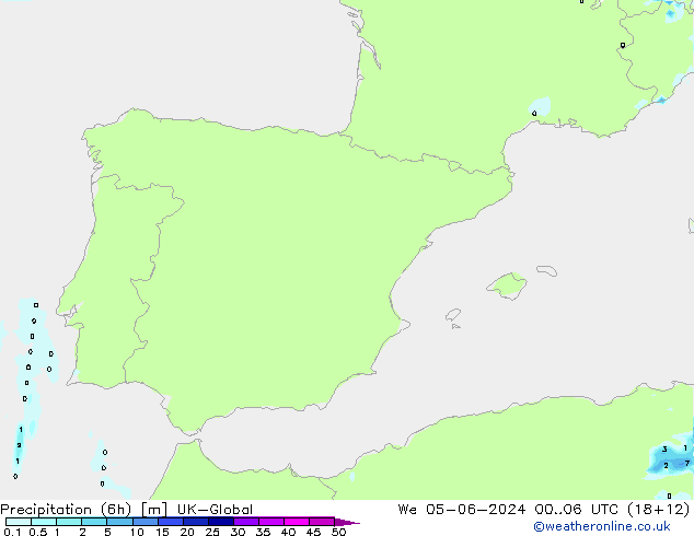 Precipitation (6h) UK-Global We 05.06.2024 06 UTC
