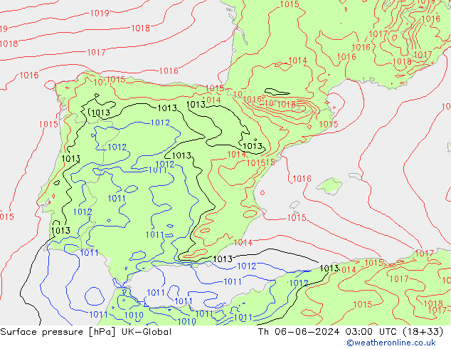 Yer basıncı UK-Global Per 06.06.2024 03 UTC