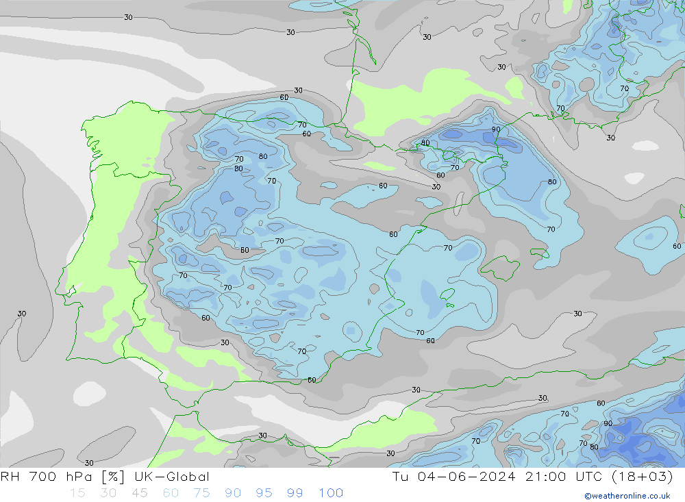 RH 700 hPa UK-Global Út 04.06.2024 21 UTC