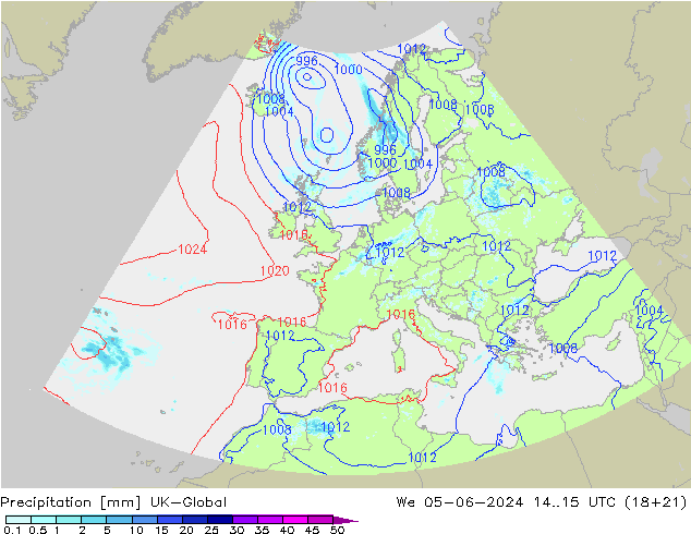 Precipitazione UK-Global mer 05.06.2024 15 UTC