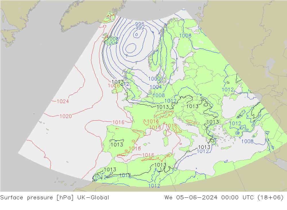 地面气压 UK-Global 星期三 05.06.2024 00 UTC