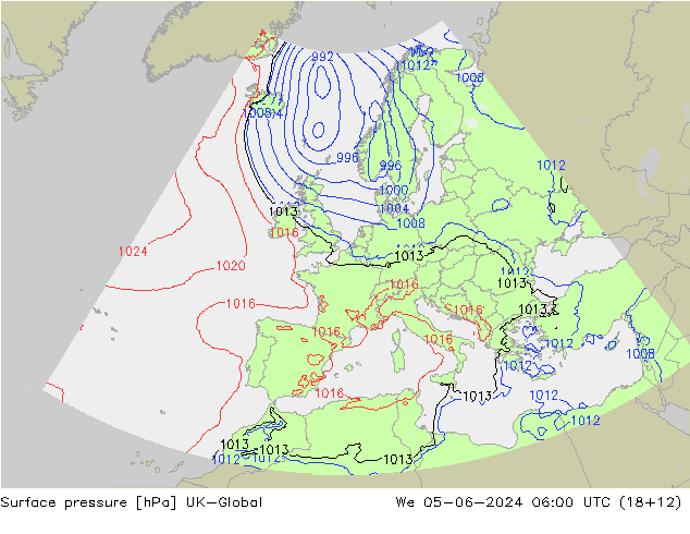 Yer basıncı UK-Global Çar 05.06.2024 06 UTC