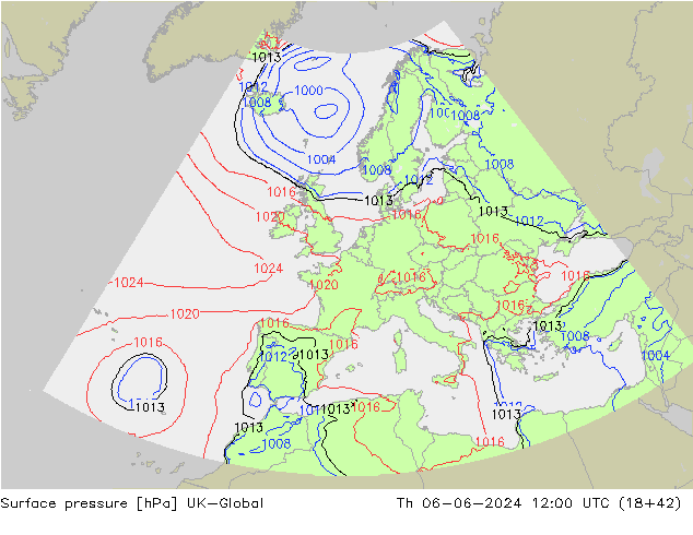 Surface pressure UK-Global Th 06.06.2024 12 UTC