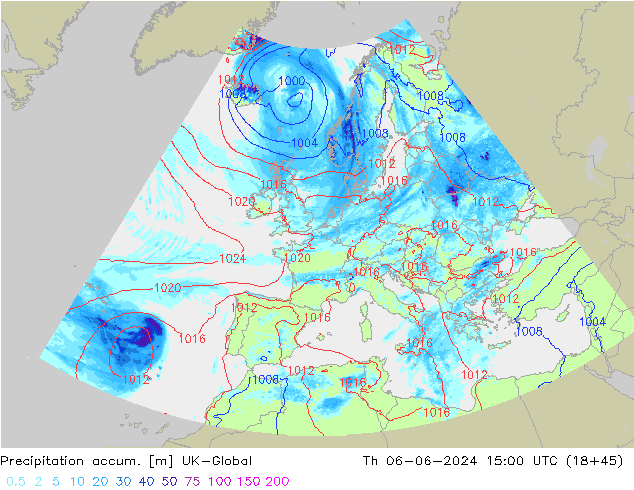 Toplam Yağış UK-Global Per 06.06.2024 15 UTC