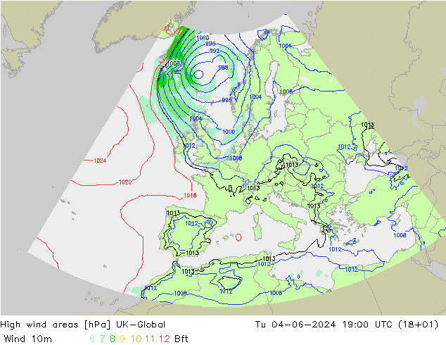 High wind areas UK-Global Út 04.06.2024 19 UTC