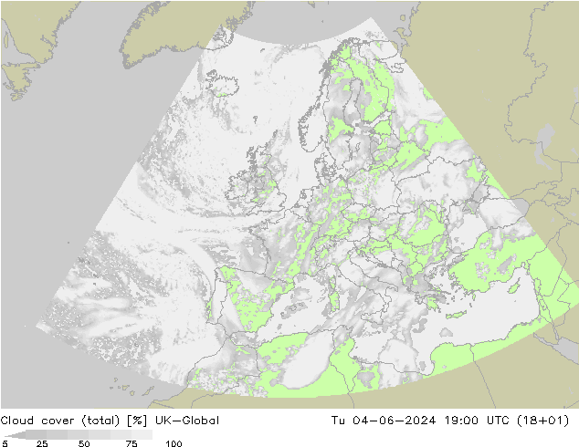 Wolken (gesamt) UK-Global Di 04.06.2024 19 UTC