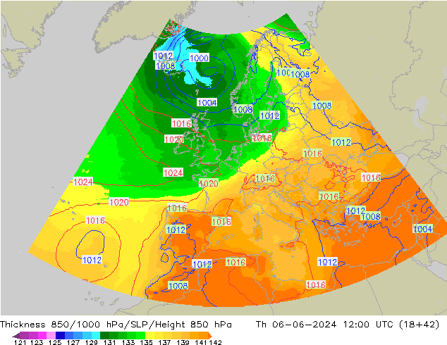 Schichtdicke 850-1000 hPa UK-Global Do 06.06.2024 12 UTC