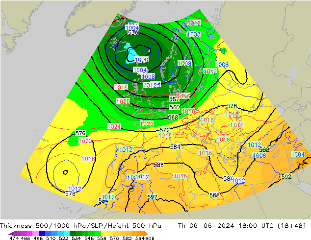 Thck 500-1000hPa UK-Global Th 06.06.2024 18 UTC
