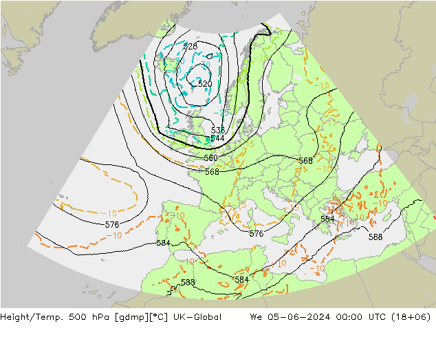 Height/Temp. 500 hPa UK-Global St 05.06.2024 00 UTC