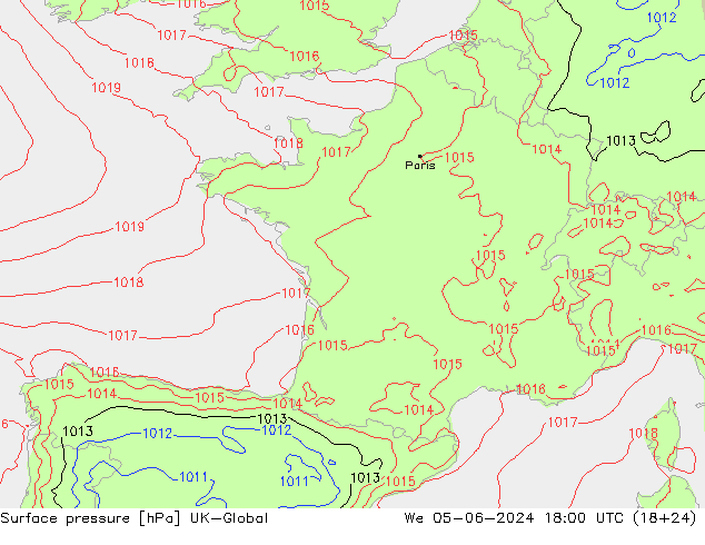 приземное давление UK-Global ср 05.06.2024 18 UTC