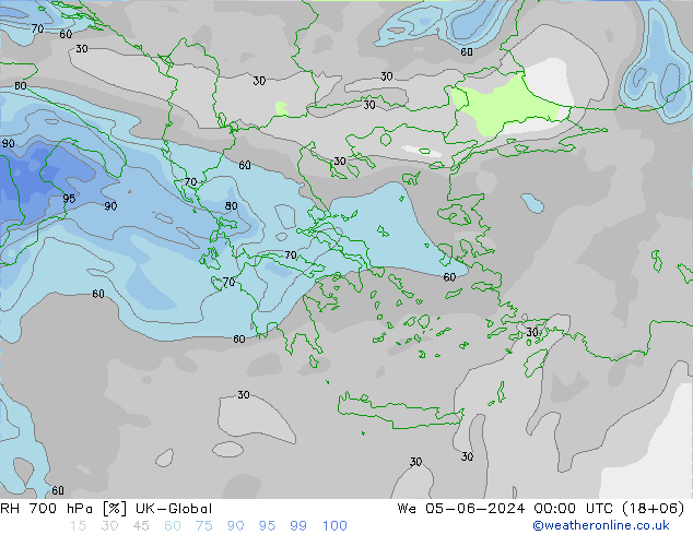 RH 700 hPa UK-Global We 05.06.2024 00 UTC
