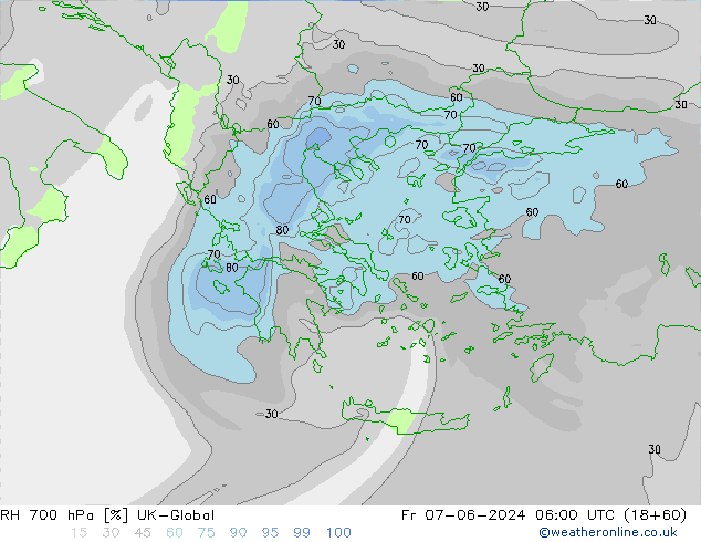 RH 700 hPa UK-Global pt. 07.06.2024 06 UTC