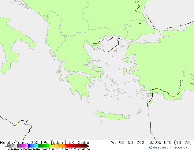 Géop./Temp. 950 hPa UK-Global mer 05.06.2024 03 UTC
