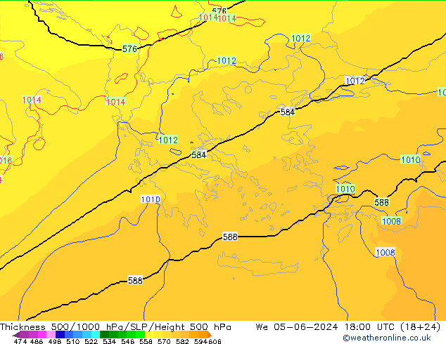 Thck 500-1000hPa UK-Global We 05.06.2024 18 UTC