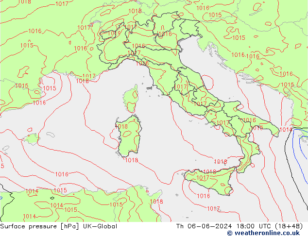 приземное давление UK-Global чт 06.06.2024 18 UTC