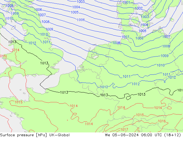 Luchtdruk (Grond) UK-Global wo 05.06.2024 06 UTC