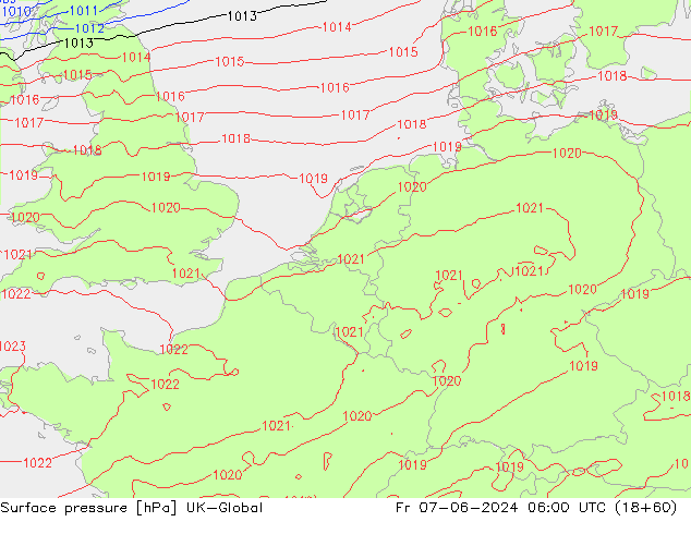 Luchtdruk (Grond) UK-Global vr 07.06.2024 06 UTC