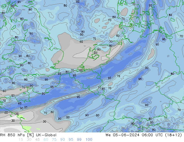 RH 850 hPa UK-Global Mi 05.06.2024 06 UTC