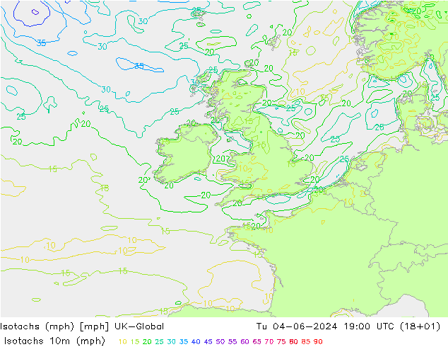 Isotachs (mph) UK-Global Tu 04.06.2024 19 UTC