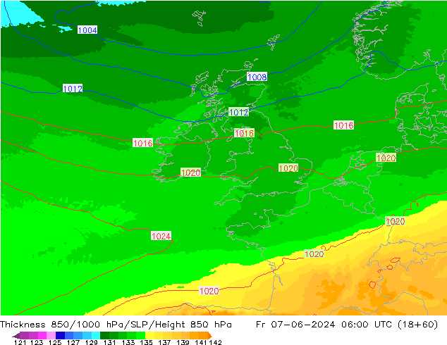 Thck 850-1000 hPa UK-Global Sex 07.06.2024 06 UTC