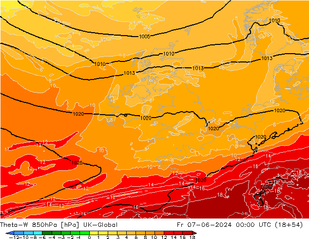 Theta-W 850hPa UK-Global Sex 07.06.2024 00 UTC