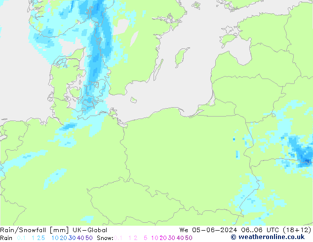 Rain/Snowfall UK-Global Çar 05.06.2024 06 UTC
