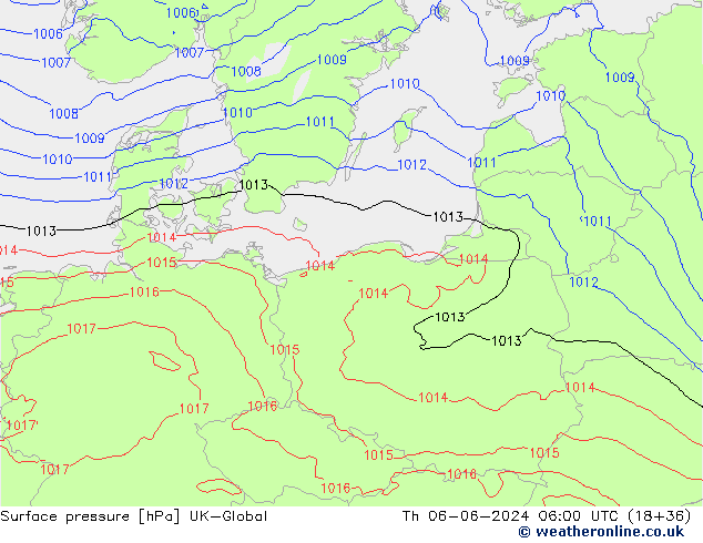 Surface pressure UK-Global Th 06.06.2024 06 UTC